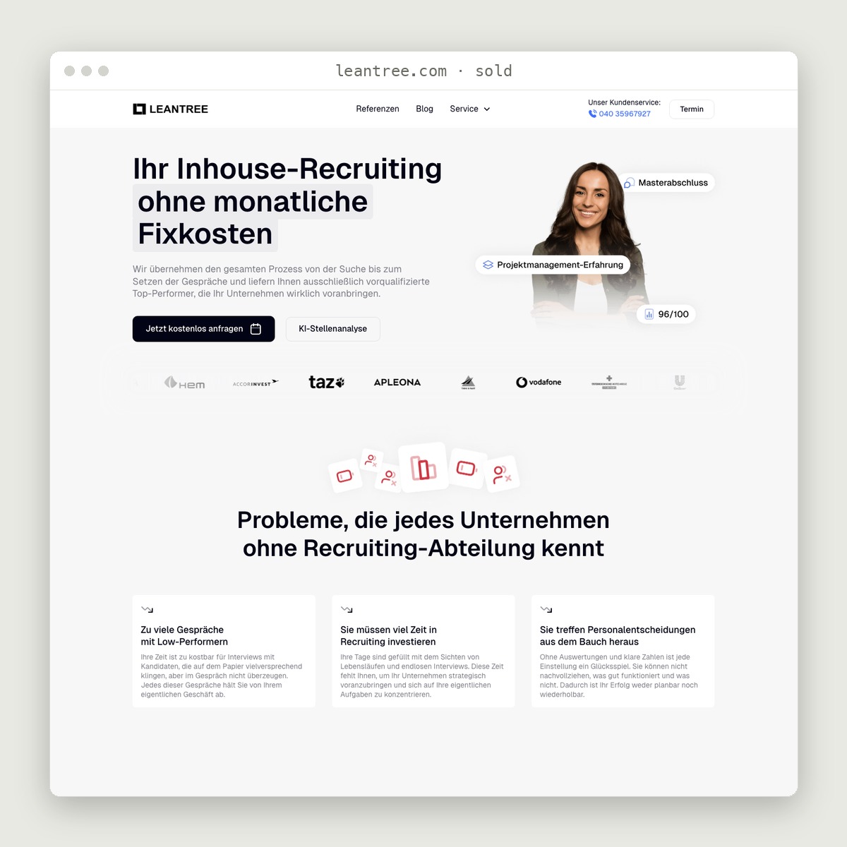 The previously published Leantree website image from Janik’s founder track record.
